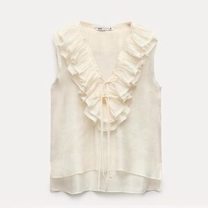 Zara Cream Ruffled Blouse